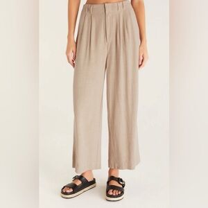 Z supply Farah Linen high waisted pants in a warm sands color